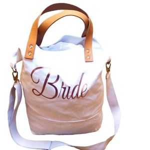 Canvas Bag, Metallic Bride Bag - White.